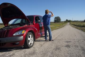 Stranded motorist waiting for Tow